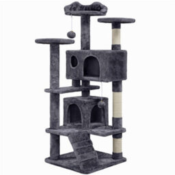 Yaheetech Dark Grey 137Cm Multilevel Cat Tree Tower With Scratching Posts And 2 Condos - thumbnail 2