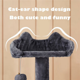 Yaheetech Dark Grey 137Cm Multilevel Cat Tree Tower With Scratching Posts And 2 Condos - thumbnail 4
