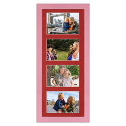AK Frames 50X20Cm Pastel Pink Modern Multi Photo Frame With Crimson Mount - Holds 4 Apertures (4X) 6X4 Photos - thumbnail 1