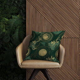 Warren Reed Designer Abstract Green Gold Moon Pattern Outdoor Cushion 45Cm X 45Cm - thumbnail 2