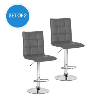 Evre Grey Cuban Bar Stool With Adjustable Gas Lift And 360 Degree Swivel For Pubs Kitchen Breakfast - image 1