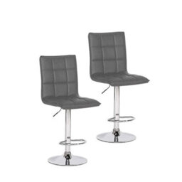 Evre Grey Cuban Bar Stool With Adjustable Gas Lift And 360 Degree Swivel For Pubs Kitchen Breakfast - thumbnail 6