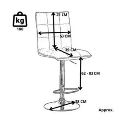 Evre Grey Cuban Bar Stool With Adjustable Gas Lift And 360 Degree Swivel For Pubs Kitchen Breakfast - thumbnail 7