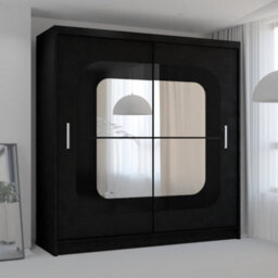Sliding Wardrobes 4 u LTD Sliding Wardrobes 4U Leagues Freestanding Double Sliding Door Wardrobe - Black (H)217Cm, (W)150Cm - thumbnail 1