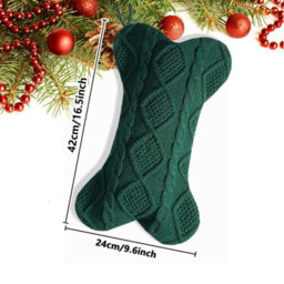 Amorly 5Pcs Personalized Bone Shaped Cable Knit Dog Christmas Stockings, Large Knitted Hanging Pet Stockings For Holiday Fireplace Decor - thumbnail 5