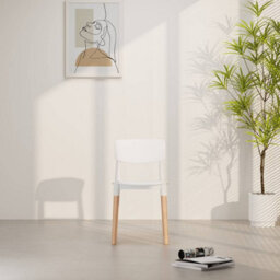 Urbn-Living Urbnliving Set Of 4 Scandinavian Dining Chairs Beech Wood Legs Modern Plastic Seat - White - thumbnail 8