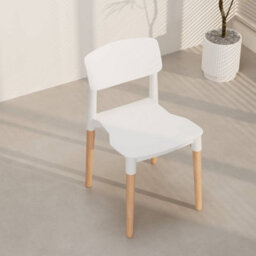 Urbn-Living Urbnliving Set Of 4 Scandinavian Dining Chairs Beech Wood Legs Modern Plastic Seat - White - thumbnail 9