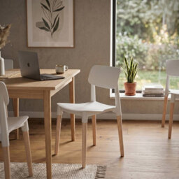 Urbn-Living Urbnliving Set Of 4 Scandinavian Dining Chairs Beech Wood Legs Modern Plastic Seat - White - thumbnail 5