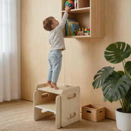 Levede Kids Table And Chair Sets 3-In-1 Adjustable Safe Plywood Light Brown - thumbnail 1