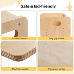Levede Kids Table And Chair Sets 3-In-1 Adjustable Safe Plywood Light Brown - thumbnail 9