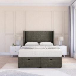 "Sloomy Devonshire Pewter Dumfries 5Ft Ottoman Bed End Opening With Sprung Memory Mattress & 54"" Headboard-King" - thumbnail 2