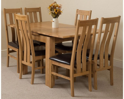 That's Furniture Richmond 90Cm - 150Cm Square Oak Extending Dining Table And 6 Chairs Dining Set With Princeton Chairs - image 1