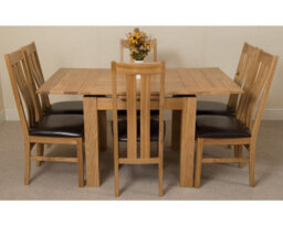 That's Furniture Richmond 90Cm - 150Cm Square Oak Extending Dining Table And 6 Chairs Dining Set With Princeton Chairs - thumbnail 2