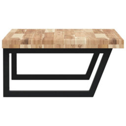 Berkfield Basin Shelf Wall Mounted Steel And Solid Wood Acacia - thumbnail 5