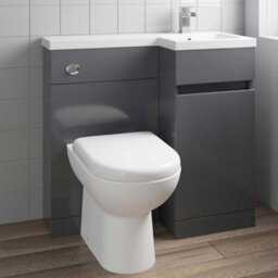 Affine 900mm Bathroom Vanity Unit Basin Sink Toilet Combined Furniture Right Hand Grey - thumbnail 2