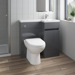Affine 900mm Bathroom Vanity Unit Basin Sink Toilet Combined Furniture Right Hand Grey - thumbnail 1