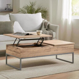 Light Oak Lift Up Storage Coffee Table Metal Frame Living Furniture - thumbnail 1
