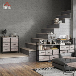 Homcom Bedroom Chest Of Drawers 6 Drawer Dresser W/ Shelf, Grey Wood Effect - thumbnail 8