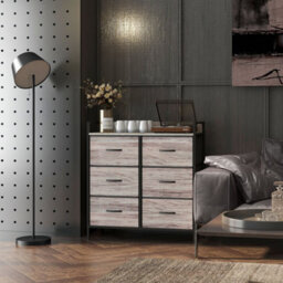 Homcom Bedroom Chest Of Drawers 6 Drawer Dresser W/ Shelf, Grey Wood Effect - thumbnail 9