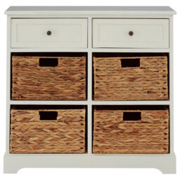 Orsina Rustic Style Ivory 2 Drawers 4 Baskets Cabinet, Compact Design Display Cabinet, Spacious Side Cabinet - thumbnail 6