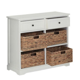 Orsina Rustic Style Ivory 2 Drawers 4 Baskets Cabinet, Compact Design Display Cabinet, Spacious Side Cabinet - thumbnail 4