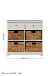 Orsina Rustic Style Ivory 2 Drawers 4 Baskets Cabinet, Compact Design Display Cabinet, Spacious Side Cabinet - thumbnail 2