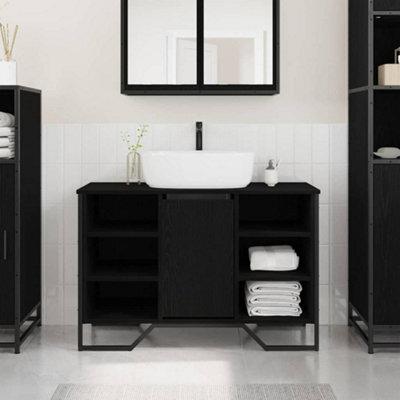 Berkfield Bathroom Sink Cabinet Black Oak 91X35X60 Cm Engineered Wood - image 1