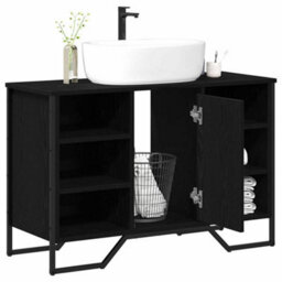 Berkfield Bathroom Sink Cabinet Black Oak 91X35X60 Cm Engineered Wood - thumbnail 3
