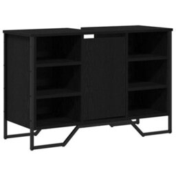 Berkfield Bathroom Sink Cabinet Black Oak 91X35X60 Cm Engineered Wood - thumbnail 2