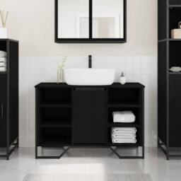 Berkfield Bathroom Sink Cabinet Black Oak 91X35X60 Cm Engineered Wood - thumbnail 1