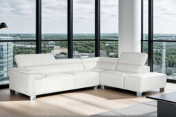 Right Hand Corner Sofa Genuine Leather Match Adjustable Headrests Pocket Sprung Seats