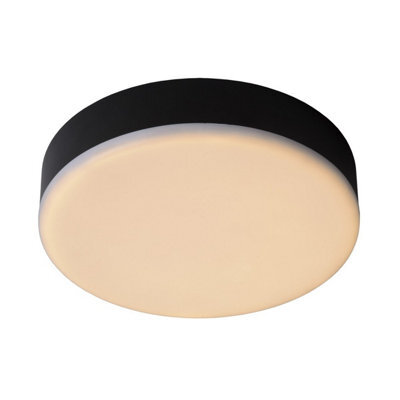 Lucide Ceres-Led Modern Flush Ceiling Light Bathroom 21.5Cm- Led Dim. - 1X30W 3000K - Ip44 - Black - image 1