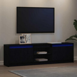 Berkfield Modern Tv Cabinet Black 180 X 34 X 50 Cm Engineered Wood - thumbnail 5