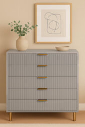 Home Treats Ridged Chest Of Drawers Large Set Of 5 Drawers Taupe Bedroom Dresser - thumbnail 5