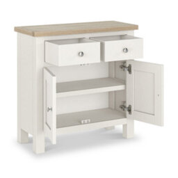 Farro Coconut White Mini Sideboard With Washed Oak Top - Fully Assembled By Roseland Furniture - thumbnail 8