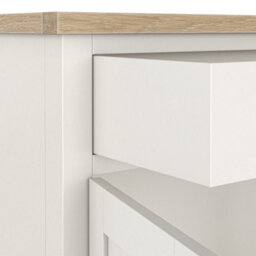 Farro Coconut White Mini Sideboard With Washed Oak Top - Fully Assembled By Roseland Furniture - thumbnail 9