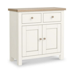 Farro Coconut White Mini Sideboard With Washed Oak Top - Fully Assembled By Roseland Furniture - thumbnail 4