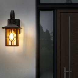 Beliani Matte Brown Outdoor Wall Light - E27 Iron And Glass Sconce For Patio, Garden, Entrance - W17 X D11 X H35Cm - thumbnail 1