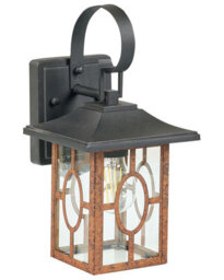 Beliani Matte Brown Outdoor Wall Light - E27 Iron And Glass Sconce For Patio, Garden, Entrance - W17 X D11 X H35Cm - thumbnail 3