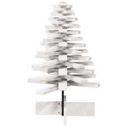 Berkfield Wooden Christmas Tree For Decoration White 80 Cm Solid Wood Pine - thumbnail 4