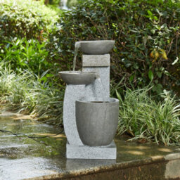 Vossmoon Harmonia Garden Water Fountain Comprising Tiered Cascade Waterfall Into Contemporary Bowls - thumbnail 2