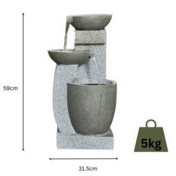 Vossmoon Harmonia Garden Water Fountain Comprising Tiered Cascade Waterfall Into Contemporary Bowls - thumbnail 3