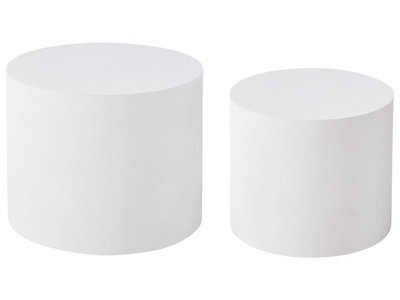 Wyld And Coco Luminahome Set Of 2 Round Coffee Tables White Matte Tops Small And Medium - image 1