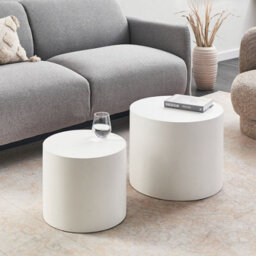 Wyld And Coco Luminahome Set Of 2 Round Coffee Tables White Matte Tops Small And Medium - thumbnail 2