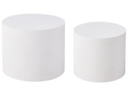 Wyld And Coco Luminahome Set Of 2 Round Coffee Tables White Matte Tops Small And Medium - thumbnail 1