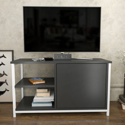 Decorotika Muskegon Tv Stand Tv Unit For Tv's Up To 63 Inch White And Anthracite - image 1