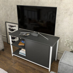 Decorotika Muskegon Tv Stand Tv Unit For Tv's Up To 63 Inch White And Anthracite - thumbnail 2
