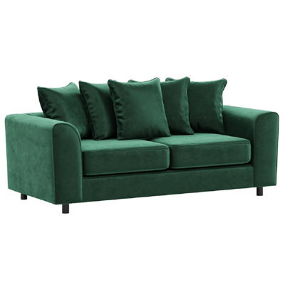 Furnishings For Less UK Brooklyn Plush Velvet Fabric 3 Seater Sofa Foam Green - image 1