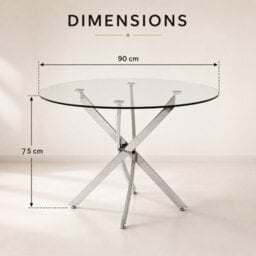 Oira Homes Modern Round Glass Dining Table Set With 4 Black Velvet Chairs 4 Seater Dining Table Set - thumbnail 5