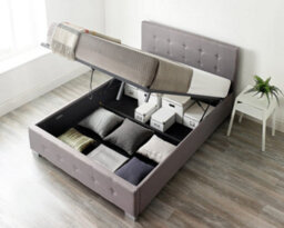 Aspire End Lift Ottoman Storage Bed Super King, Grey Linen - thumbnail 2